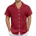 thumbnail image 1 of Men's Casual Linen Shirt - Cuban Collar, Button Down, Breathable Material, Perfect for Summer & Vacation, 1 of 5