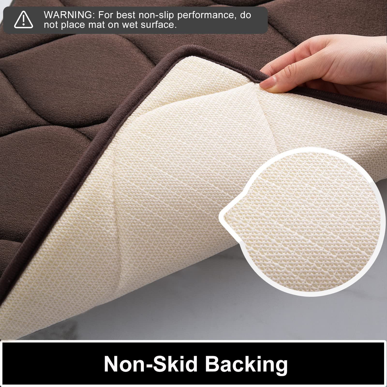 Smiry Memory Foam Bathroom Rugs, Ultra Soft & Non-Slip Bath Mat, 20"x32", Coffee