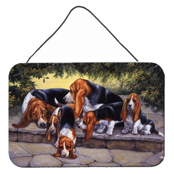 Carolines Treasures BDBA0276DS812 Basset Hound Puppies Momma and Daddy Wall or Door Hanging Prints  8x12 multicolor
