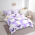thumbnail image 3 of jejeloiu Halloween Ghost Bat Twin Bedding Sets 7-Piece,Trick Or Treat Bedding Comforter Set,Purple White Sheet Sets For Children,Microfiber Bedroom Decor Reversible, 3 of 8