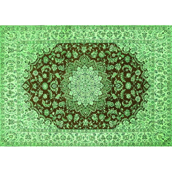 Ahgly Company Indoor Rectangle Medallion Green Traditional Area Rugs, 2' x 3'