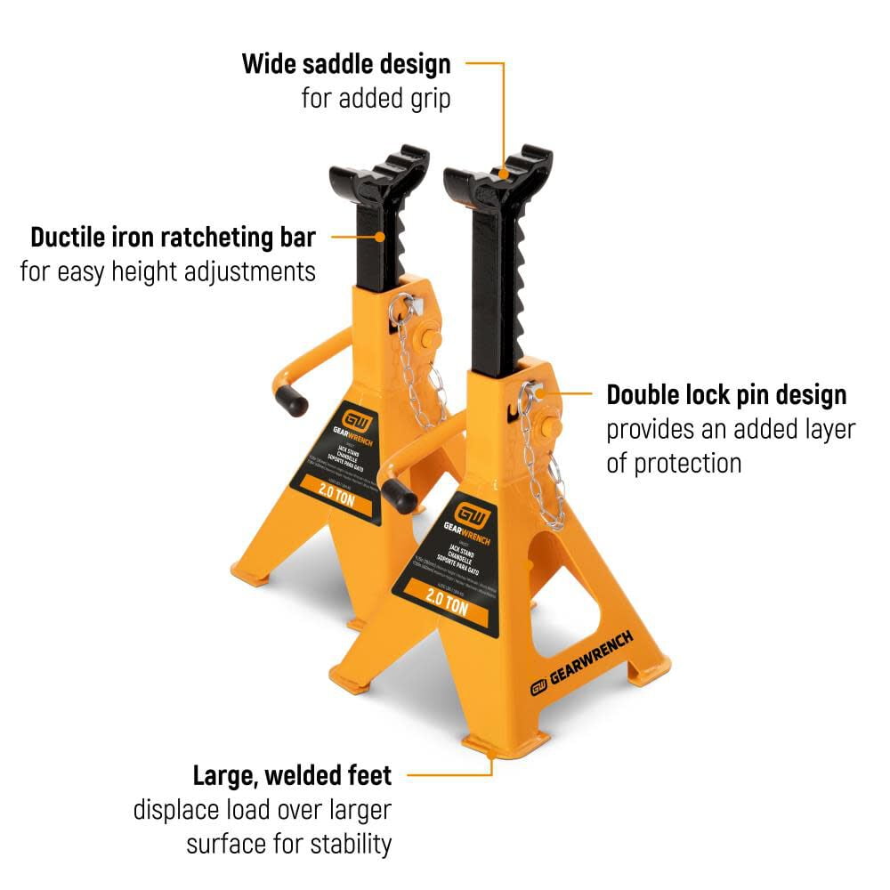 Gearwrench 12 Ton Ratcheting Jack Stand 2Ct
