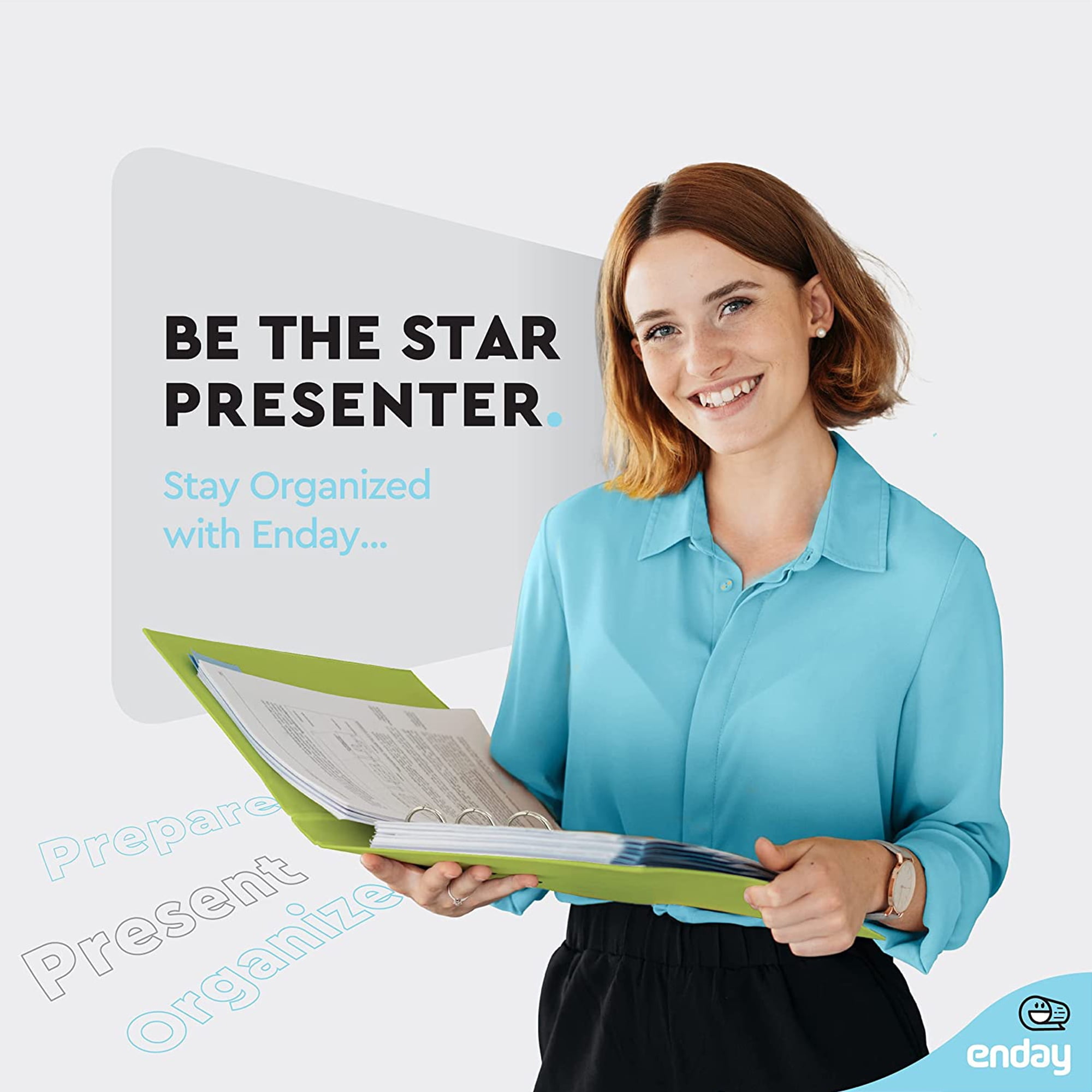 Enday 1.5 Inch Binder 3 Ring Binders with Pockets for Home, Office, School Supplies Organization, Green 6 Pc