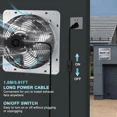 thumbnail image 7 of 7 Inch Shutter Exhaust Fan, Wall Mount Attic Fan with Power Cord for Greenhouses, Sheds, Garages, Chicken Coops, Barns Ventilation, 760 CFM, 7 of 7