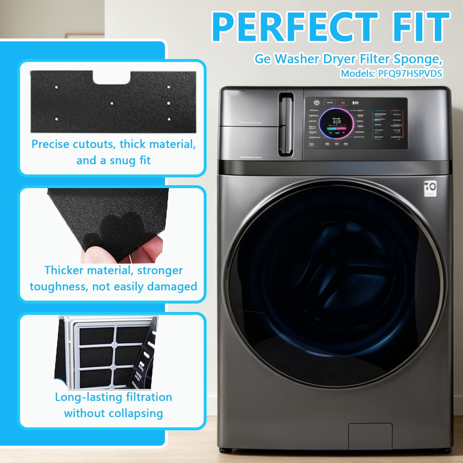 Aniceparthy WH01X35719 8 Pcs GE Washer Dryer Combo Lint Filter Replacement,Compatible with GE Washer Dryer Combo,Drying machine vent cleaning kit, Dryer vent brush Lint Filter,Replace PFQ97HSPVDS