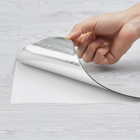 VEVOR Self Adhesive Vinyl Floor Tiles 390 x 23.6 inch, 1.5mm Thick Peel & Stick, Light Gray Wood Grain DIY Flooring for Kitchen, Dining Room, Bedrooms & Bathrooms, Easy for Home Decor