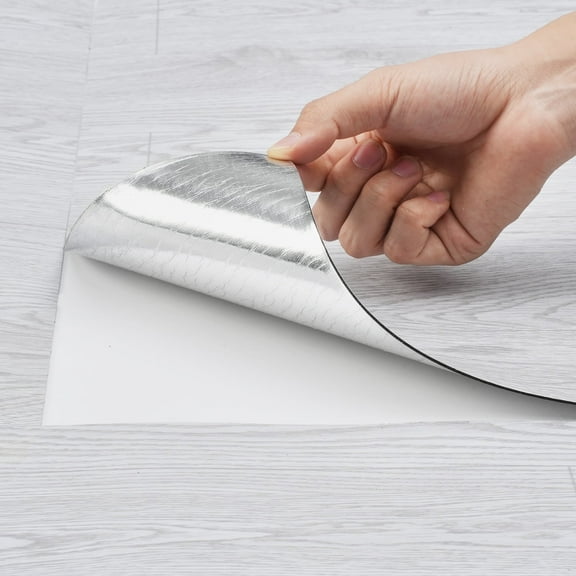 VEVOR Self Adhesive Vinyl Floor Tiles 390 x 23.6 inch, 1.5mm Thick Peel & Stick, Light Gray Wood Grain DIY Flooring for Kitchen, Dining Room, Bedrooms & Bathrooms, Easy for Home Decor