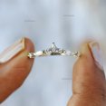 thumbnail image 2 of Diamond Crown Ring, 925 Sterling Silver Stackable Ring, Matching Band Ring, Marquise & Baguette Diamond Curved Ring, Bridal Set Ring, 2 of 5