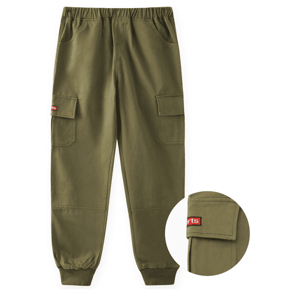 PatPat Boys Cargo Pants with Pocket Cotton Solid Sweatpants Size 5-10