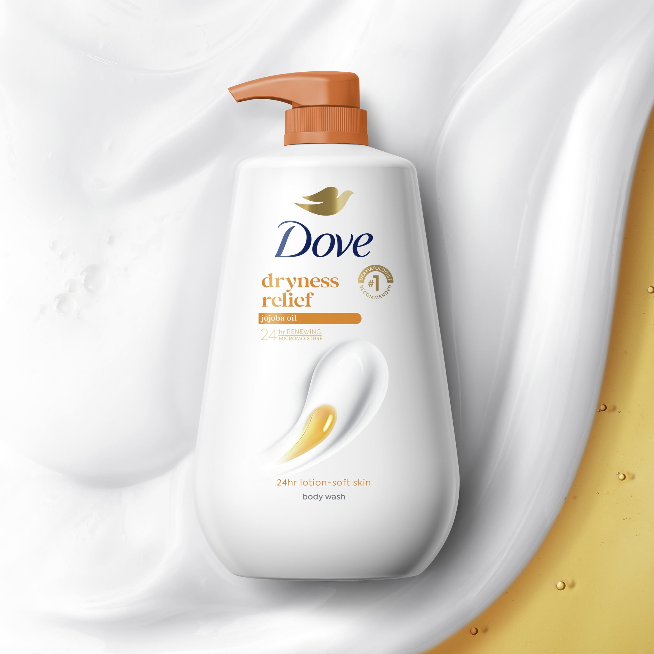 Dove Dryness Relief Long Lasting Gentle Women's Body Wash, Jojoba Oil All Skin, 30.6 fl oz