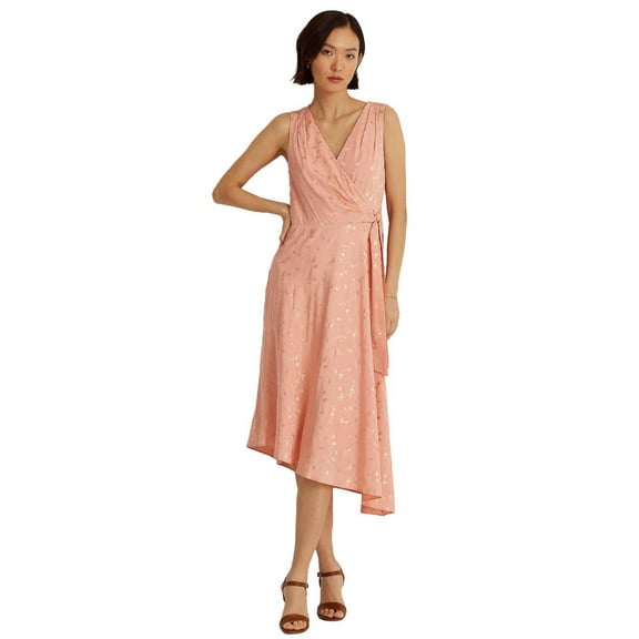 Lauren Ralph Lauren Women's Pink Floral Sleeveless Jacquard Dress Size 16