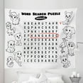 thumbnail image 1 of Word Search Puzzle Tapestry, Black and White Game Sheet Design Finding the Names of Animals, Fabric Wall Hanging Decor for Bedroom Living Room Dorm, 5 Sizes, Black White Red, by Ambesonne, 1 of 1
