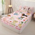 thumbnail image 3 of Manfei Cartoon Pet Collage Zipper Queen Comforter Set with Fitted Sheet and 2 Pillowcases, Cute Love Heart Zipper Bedding Set, Pink, Pink Reversible, 4-Piece, 3 of 7