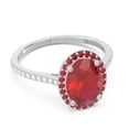 thumbnail image 3 of Diamond-Capitals 2.15 Carat Elegant Oval Cut Red Ruby Gemstone & Genuine Diamond Engagement Ring for Women Solid 18K White Gold Size 10, 3 of 7