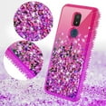 thumbnail image 3 of Liquid Glitter Phone Case for Cricket Icon 3 Case, At&t Motivate 2 Case, Cricket Splendor Case Cover w/Tempered Glass Screen Protector - Hot Pink/Purple, 3 of 5