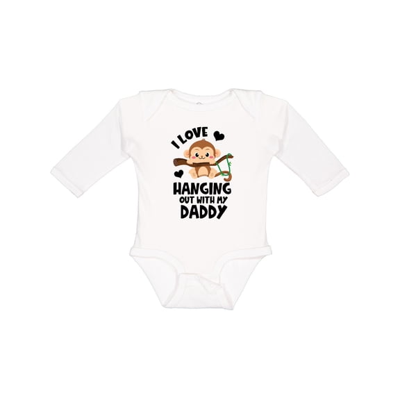 Inktastic Monkey I Love Hanging out with My Daddy Boys or Girls Long Sleeve Baby Bodysuit