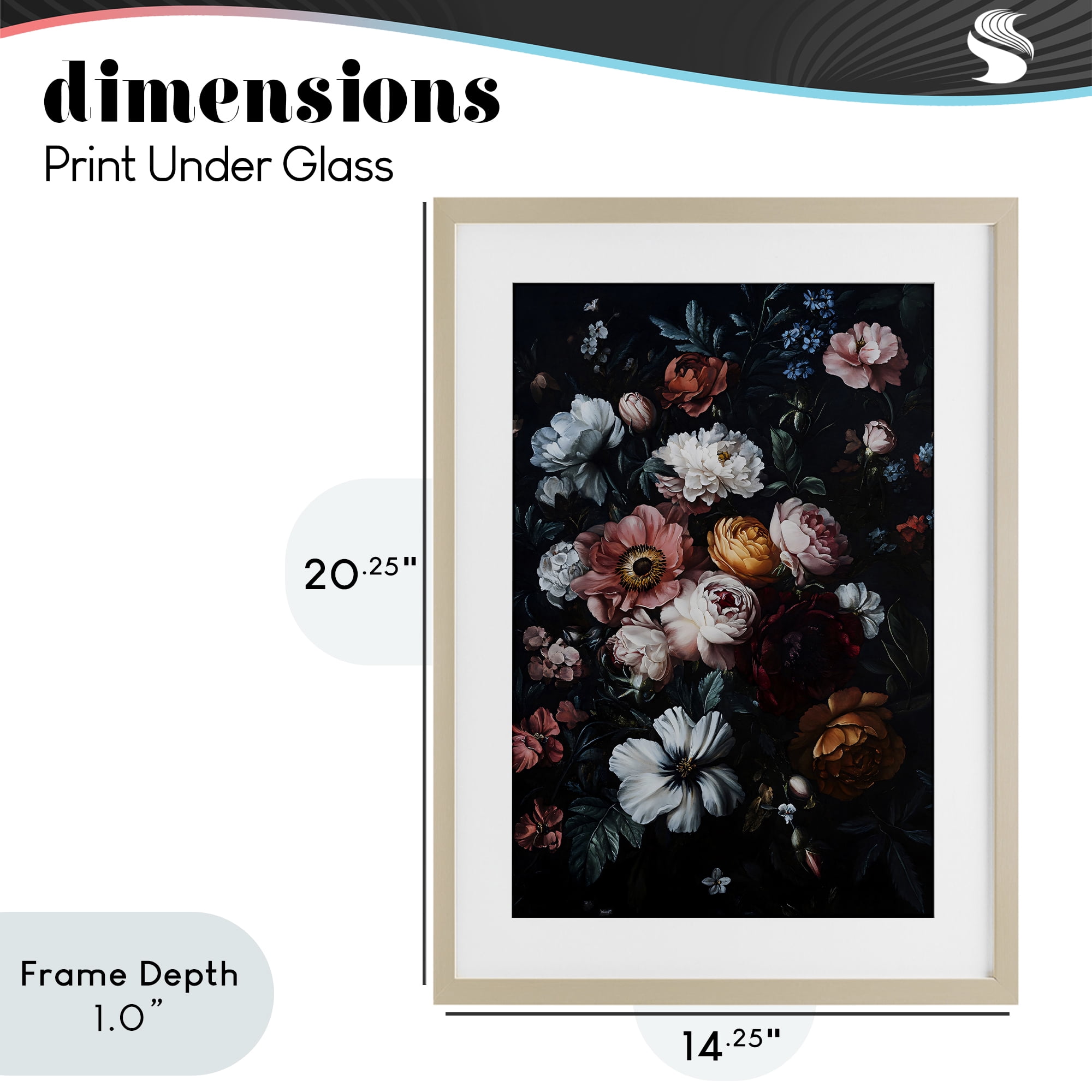 Stupell Industries Midnight Garden Velvet Florals Birch Framed Print Under Glass, design by Creative Studio