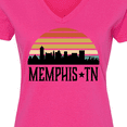 thumbnail image 4 of Inktastic Memphis Tennessee Skyline Retro Sunset Women's V-Neck T-Shirt, 4 of 5