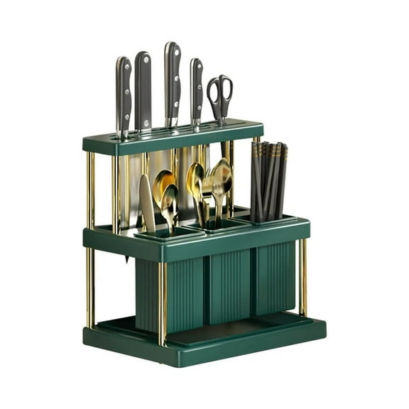 Kitchen Utensils Holder Multi-Function Cutlery Drainer Rack Space Saving Kitchen Utensil Organizer Rack
