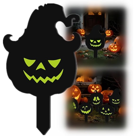 Halloween Lighted Acrylic Pumpkin Garden Stake, Glowing Pumpkin Yard, Lantern Pathway Lawn Ornament for Porch Patio Yard Halloween Party(2 Pcs)