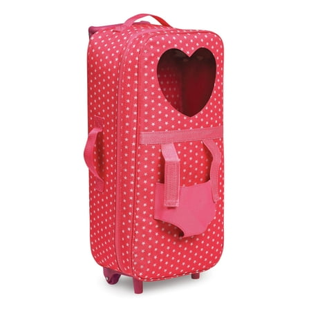 My Life Doll Carrier Badger Basket Trolley Doll Carrier with Plush Friend Harness - Pink/Star - Fits American Girl, My Life As & Most 18