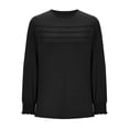 thumbnail image 3 of Dxzfnsa Women's Solid Color Long Sleeved U-neck Pleated Loose Tops for Women Trendy Black-S, 3 of 6