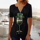 thumbnail image 1 of TaTaai Women's St. Patrick's Print Top, Soft Cotton Lightweight, Relaxed Fit, Short Sleeve V-Neck, Button Ruching, Pullover, Holiday Casual Daily Spring Summer Wear Multi-Color Gift, 1 of 5
