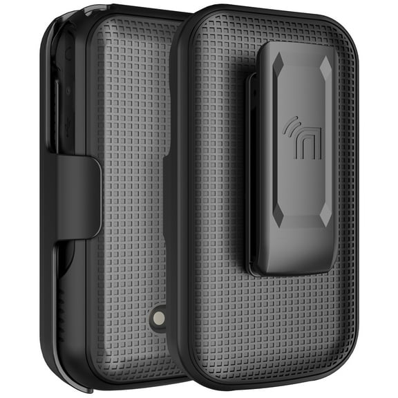 Nakedcellphone Case and Belt Clip Combo for Sonim XP3plus 5G Flip Phone (XP3 Plus X320, 2025), Textured Hard Cover and Holster/Holder - Black Tread