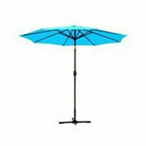 Jeco UBP94-UBF96 9 Ft. Aluminum Patio Market Umbrella Tilt with Crank - Turquoise Fabric & Bronze Pole
