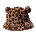 thumbnail image 1 of Gorro de pescador de felpa, forma encantadora, cómodo, ligero, versátil, delicado, cálido, de invierno, gorro de oso para estudiantes, Color leopardo, 1 of 8