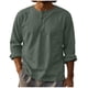 thumbnail image 4 of Ceisia Men's Cotton-Linen Henley Neck T-Shirt | Relaxed Long-Sleeve Solid Casual Top Gift, 4 of 5