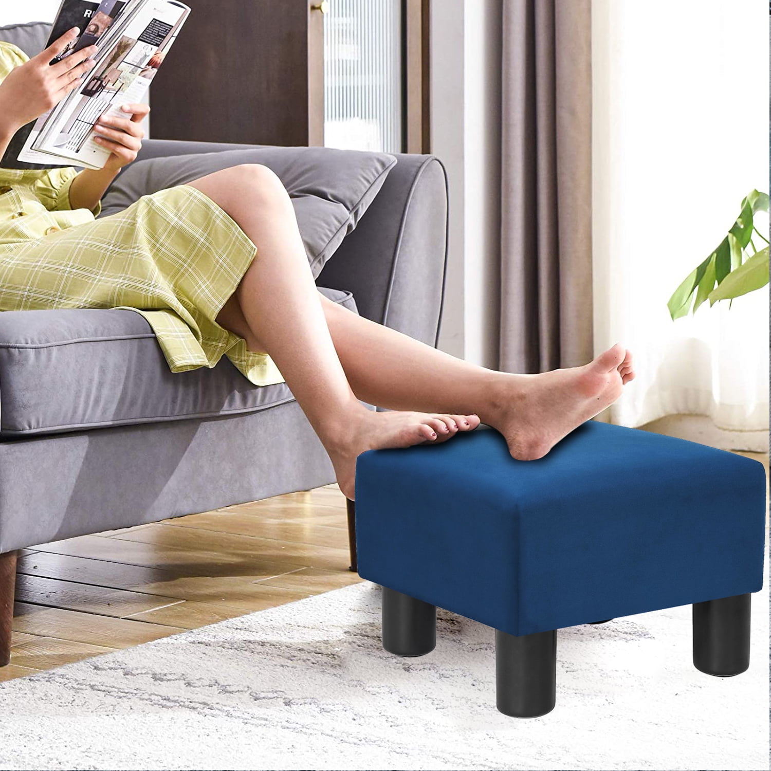 viewcare Foot Stools Ottoman, Small Foot Stool Ottoman, and Footstool,  Wooden Foot Stool, Sofa Footrest Extra Seating for Living Room Entryway  Office