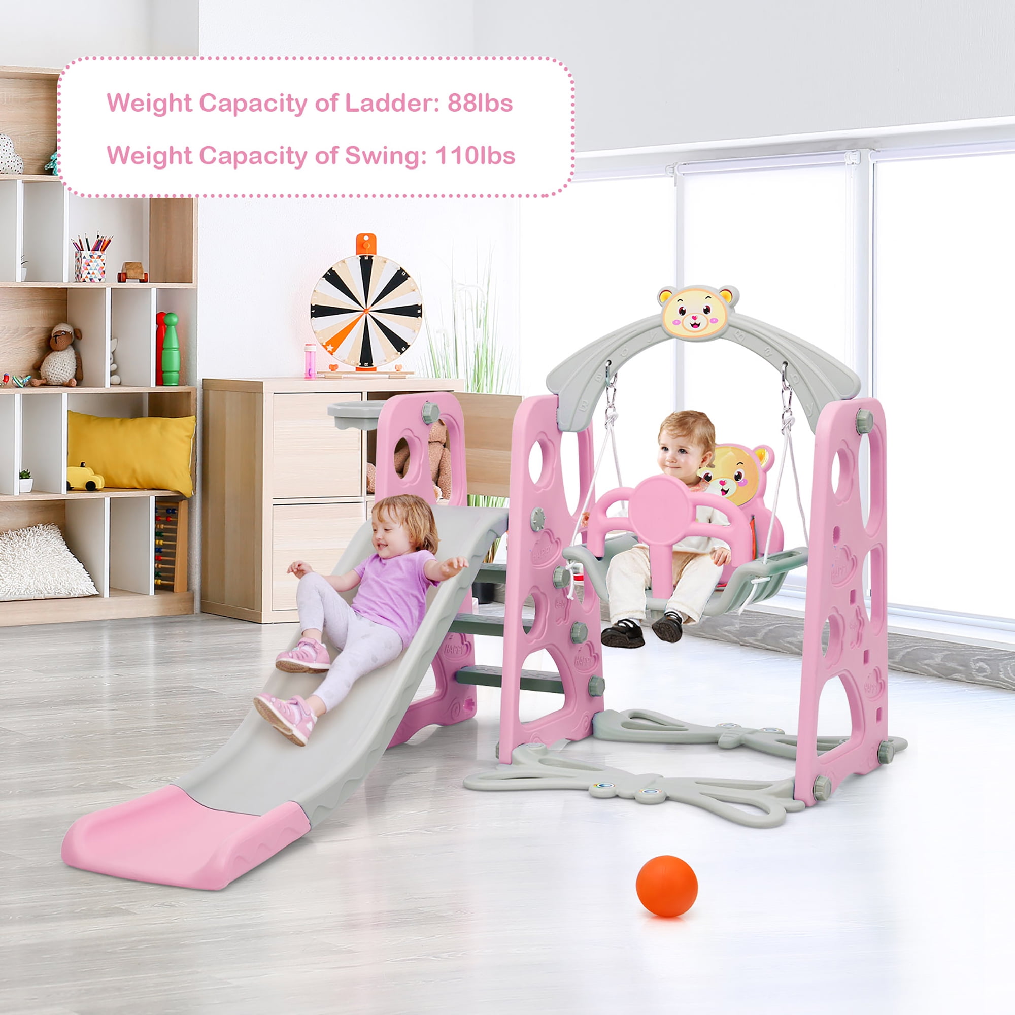 Toddler Climber&Swing Set 4 in 1 Climber Slide Playset Kids Indoor&Backyard 