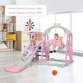 thumbnail image 3 of Costway 4-in-1 Kids Play Climber Playset w/ Basketball Hoop & Ball Pink, 3 of 11