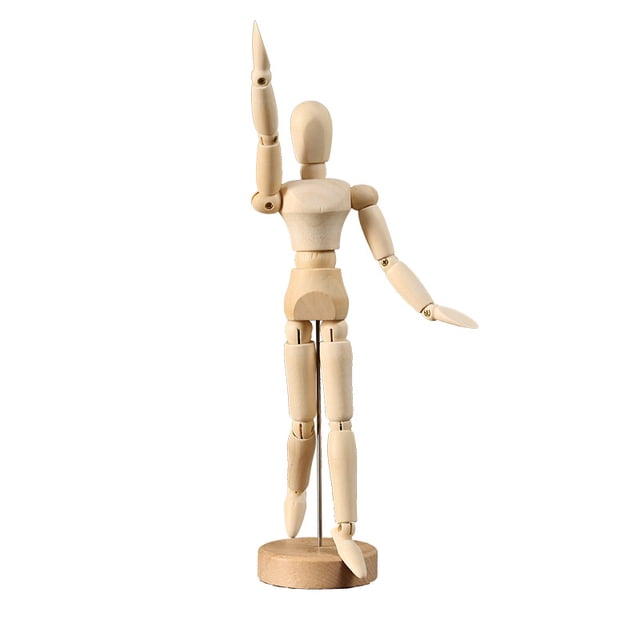 Escultura, estatua, maniquí de madera, figura humana ajustable