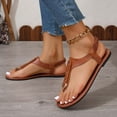 thumbnail image 5 of Hopeusnice Sandals for Women Soft Non-Slip PU Materials Summer Shoes Women's Sandals Flat Heel Thong Sandals Breathable Trendy Flexible Walking Shoes Brown 38, 5 of 6
