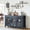Blue, variant on Buildhom 32" Farmhouse Sideboard with 2 Glass Doors, Mid-Century Modern Buffet Cabinet for Dining Room, Living Room, White