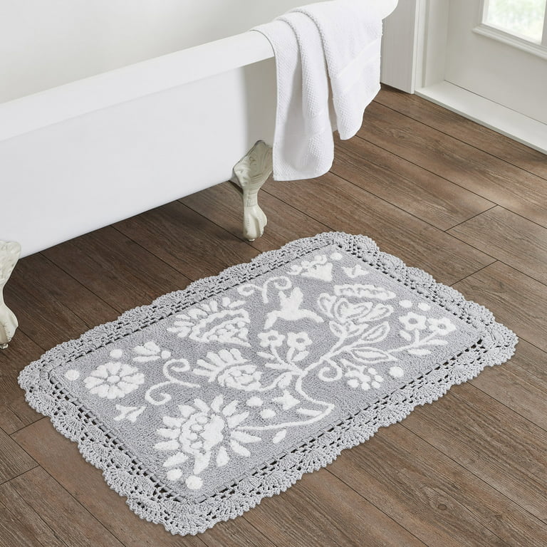 100% Non-Toxic Cotton Boho Round Crocheted Bath Rug with Tassels