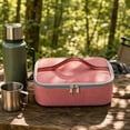 thumbnail image 4 of Lunch Bag, Oxford Fabric Insulated Thermal Cooler Portable Handheld Bento Box Container for Work Travel Picnic Outdoor Activities Lightweight Durable Meal Tote 2.7x9.45x12.2in Red, 4 of 5