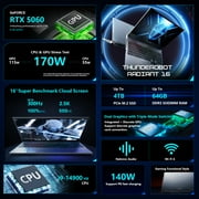 THUNDEROBOT Radiant 16 Laptop, 16 QHD+ 300Hz, Intel i9-14900HX, GeForce RTX 5060, 32GB DDR5 RAM, 1TB SSD, Wi-Fi 6