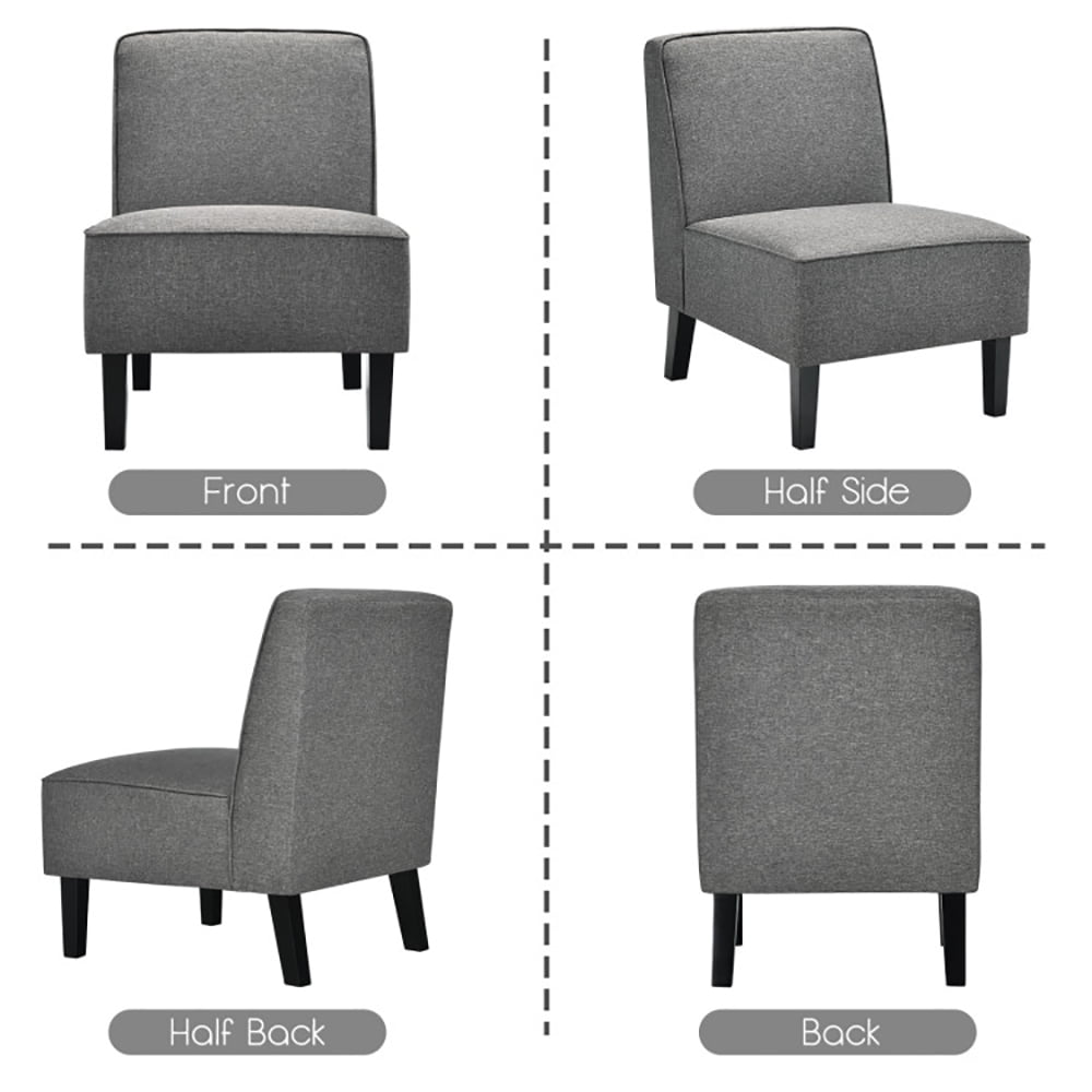 Finihen Armless Accent Sofa Chair, Single Fabric Modern Armless Accent Sofa Chair with Rubber Wood Legs, for Living Room, Bedroom, Small Spaces, Apartment, Gray Finihen Armless Accent Sofa Chair, Single Fabric Modern Armless Accent Sofa Chair with Rubber Wood Legs, for Living Room, Bedroom, Small Spaces, Apartment, Gray