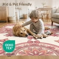 thumbnail image 4 of ODIKA 6'x9' Washable Area Rug Non-Slip, Easy Care, Kitten Blooms Blooming Flower Border Cute Kittens Boho Cartoon Refined for Family Room, Living Room, Master Bedroom, 4 of 7