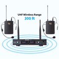 thumbnail image 2 of Dual Channel UHF Wireless Microphone System, 2x30 Adjustable Frequencies, Lavalier & Headset Microphone System for Meeting, Church, 300ft Range (2 Bodypack), 2 of 7
