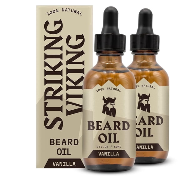 Striking Viking Vanilla Beard Oil 2 Pack Argan Jojoba Vitamin E Beard Grooming Oil