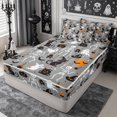 thumbnail image 2 of Erosebridal Halloween Ghost Zipper Twin Comforter Sets with Fitted Sheet and 2 Pillowcases,Gothic Skeleton Zipper Bedding Set,Grey,Reversible, 2 of 7
