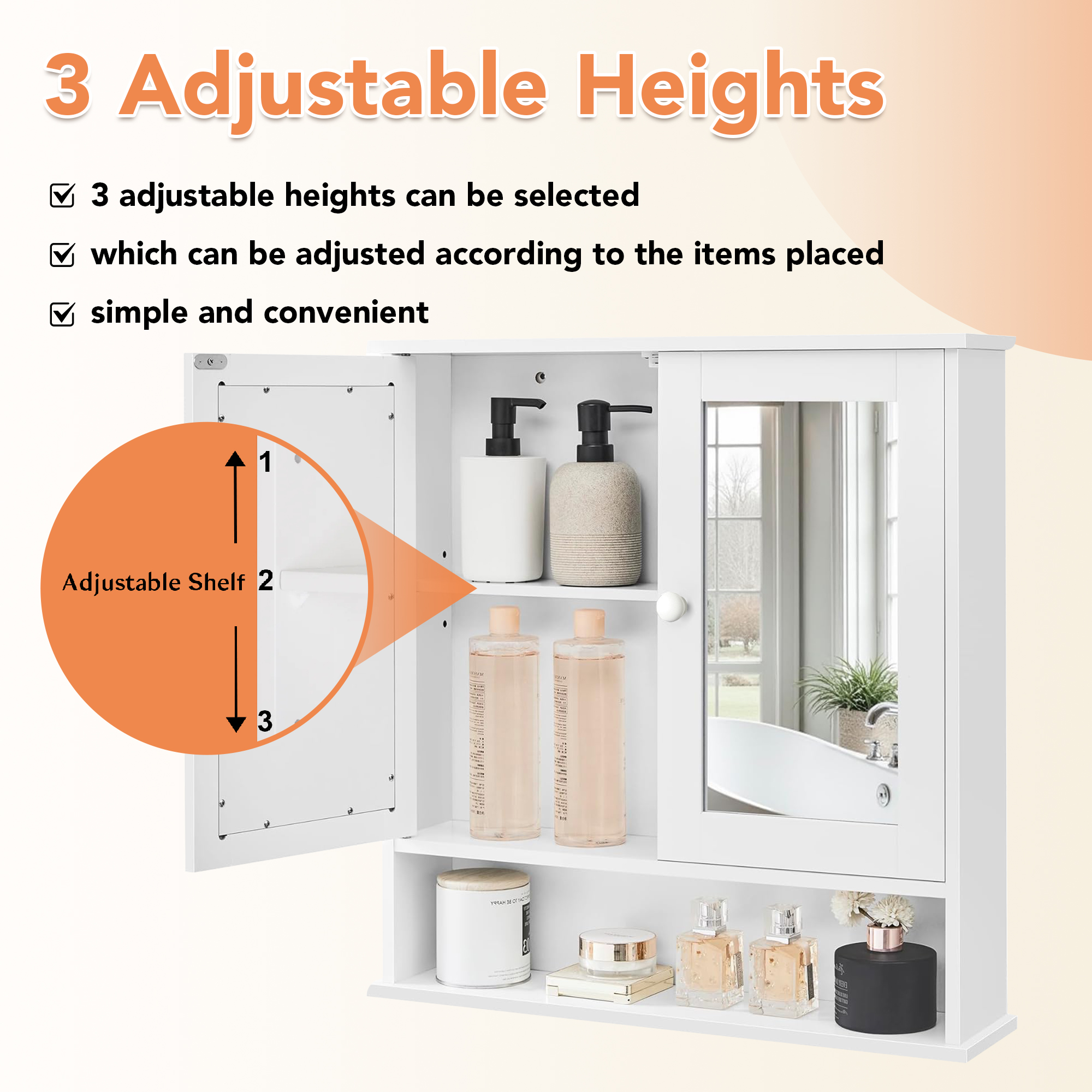 Dalattin Bathroom Medicine Cabinet, Storage Cabinet Wall Mounted with Mirror Doors & Shelves