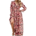 thumbnail image 5 of ZANKLEY Womens Casual Boho Floral Printed V Neck Long Sleeve Maxi Dress for Spring Summer Vacation, 5 of 9