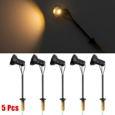 

Leke 5pcs Model Railway Warm White Potlight Model LED Street Light Projector HO Scale