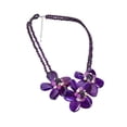 thumbnail image 3 of Pearl Center Triple Purple Agate Flower .925 Silver Necklace, 3 of 4