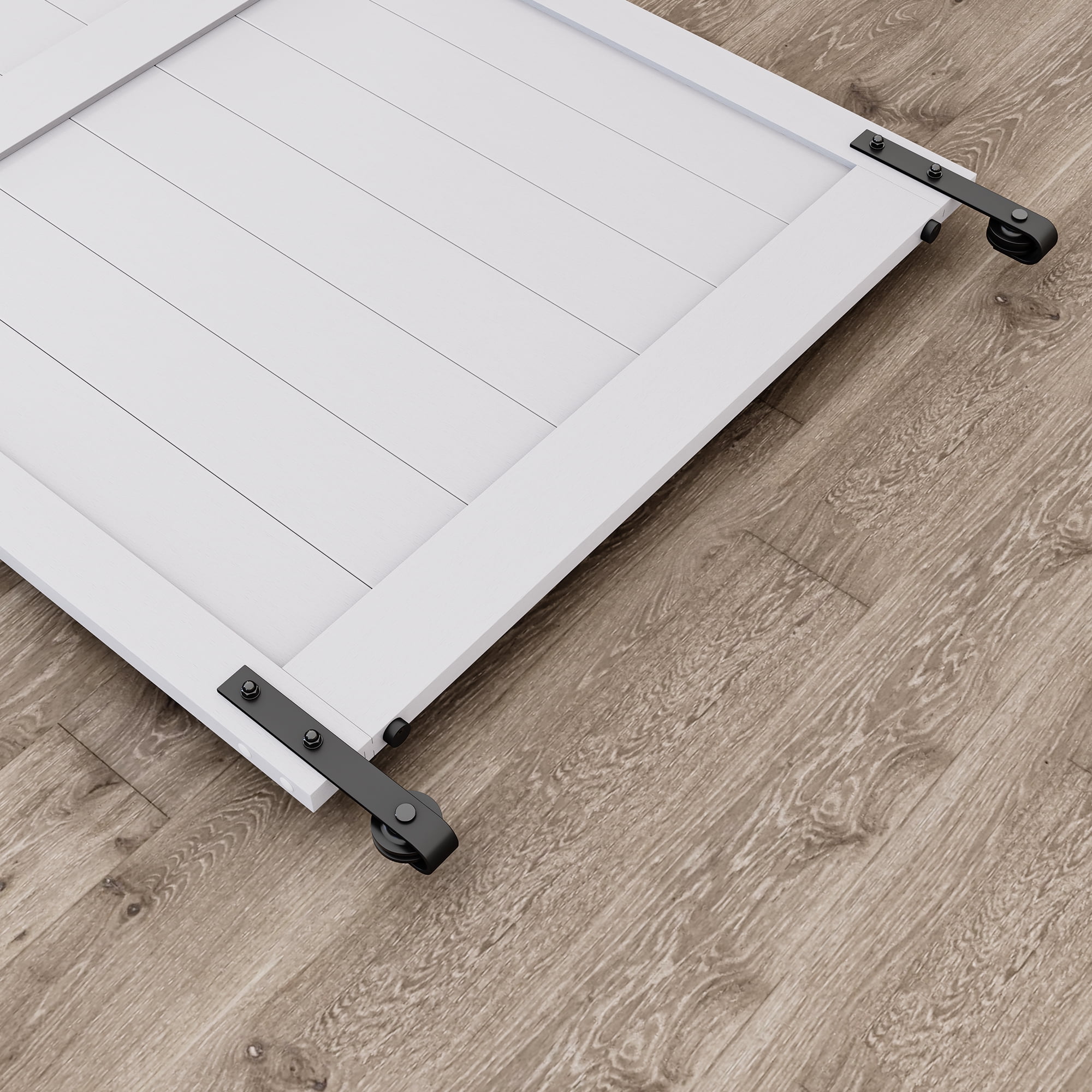 Dextrus 48 in x 84 in Solid Wood Barn Doors Painted with Installation Hardware Kit Barn Door,H-Style Solid Core Single Barn Door, White